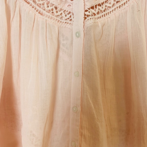 Free People Boho Top Blush Pink Medium Lace Crochet Prairie Bohemian - Picture 13 of 16